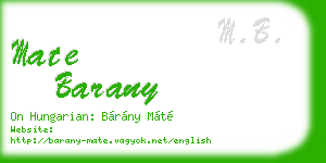 mate barany business card